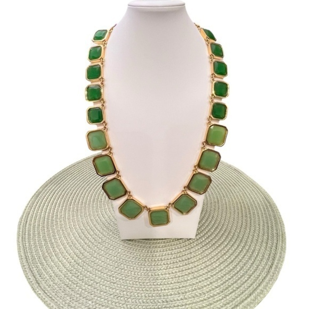 Kate Spade Frame of Mind Necklace Graduated Emerald Green 22-26” Long Party EUC‎ - Picture 15 of 15